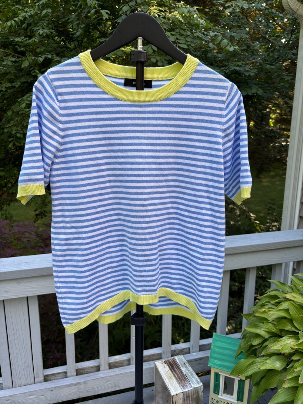 Light Blue & Yellow Striped Women's Crewneck Sweater